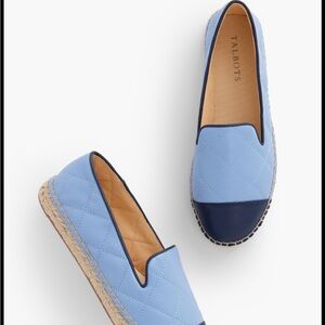 Blue Quilted Espadrille Flats IZZY QUILTED NAPPA ESPADRILLES Talbots 7 shoes
